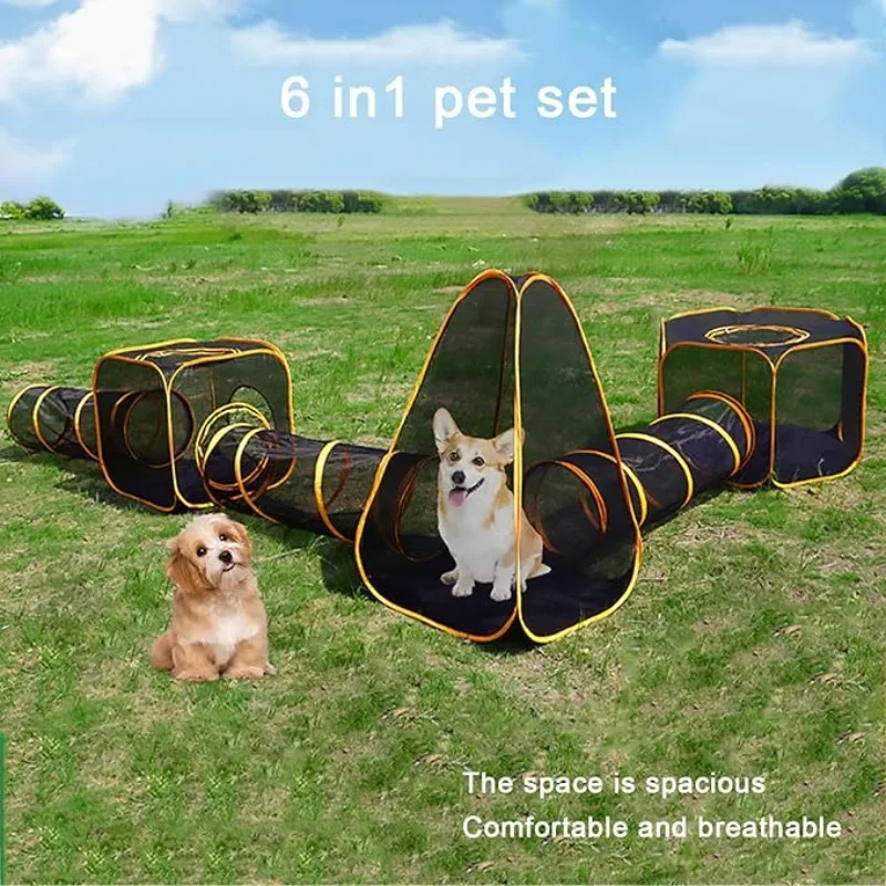 Outdoor Tent Playhouse - Многофункциональный вольер-палатка 6-в-1 с туннелем для