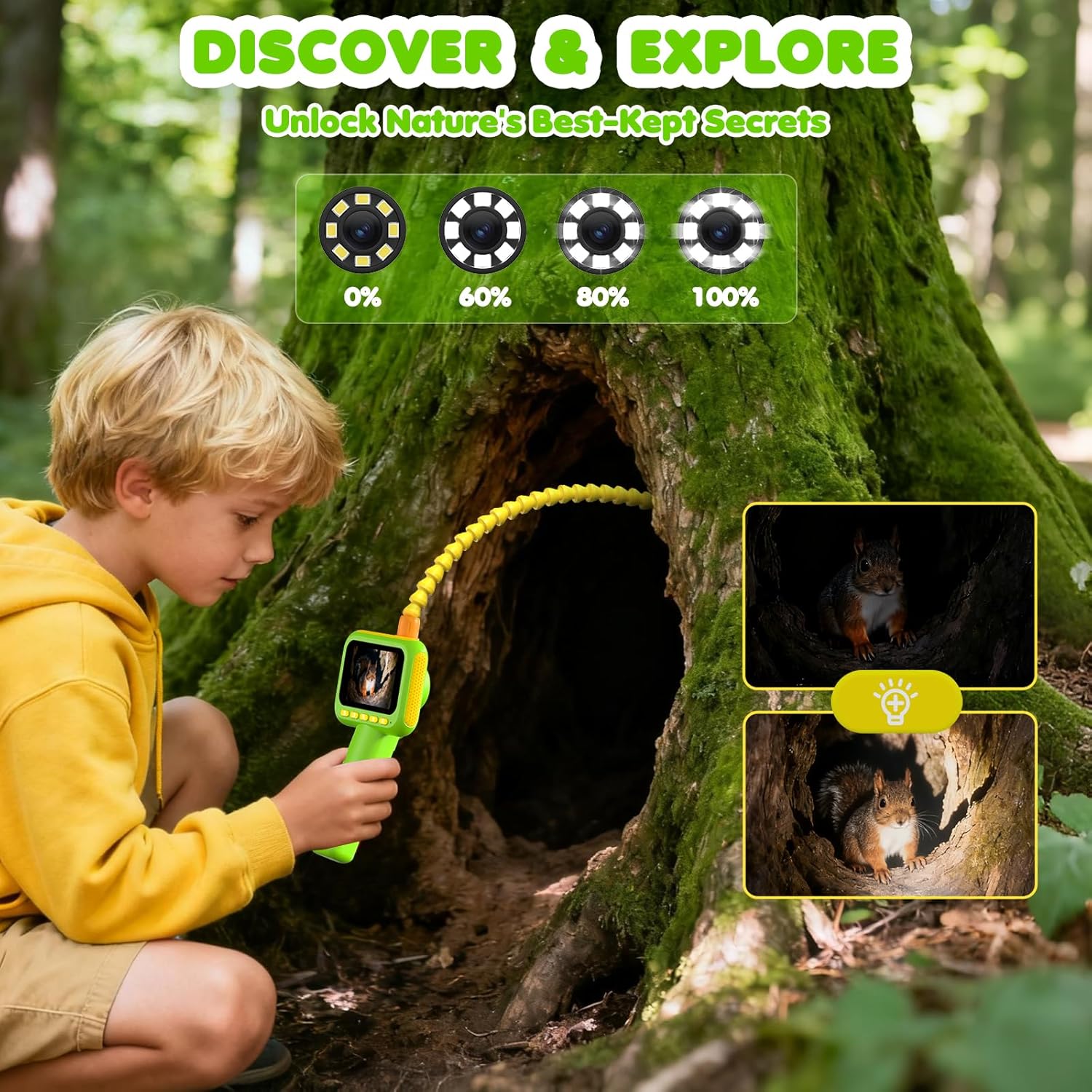 Kids Outdoor Education - Эндоскоп для детей, бороскоп-камера-змейка с подсветкой,