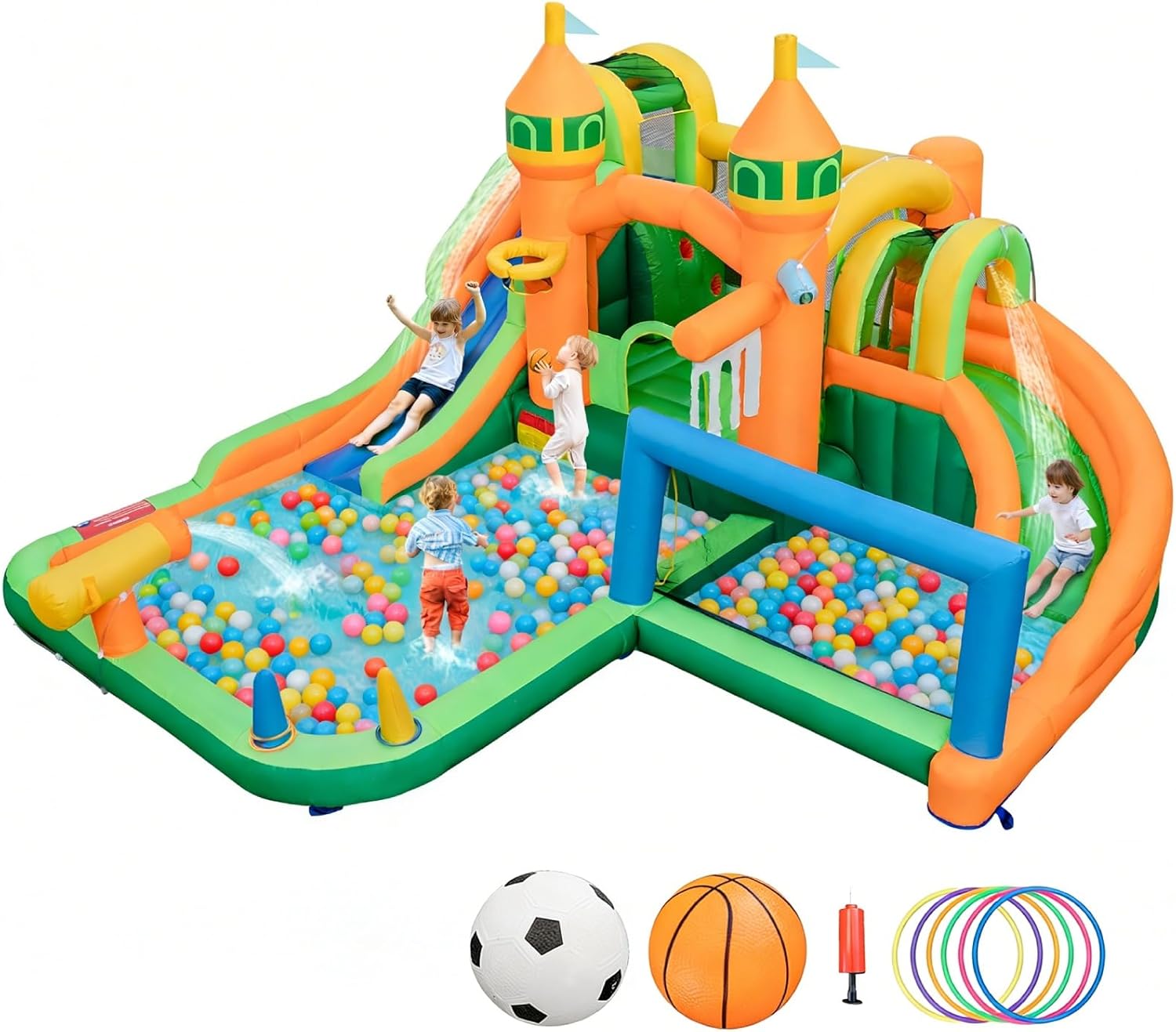 Kids Outdoor Water - Надувной аквапарк 9-в-1 с двумя горками,