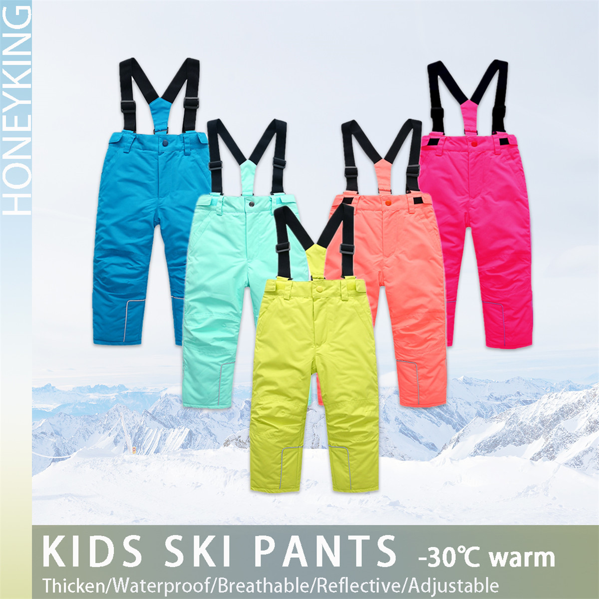 Kids Outdoor Overalls - Детские лыжные штаны HONEYKING, зимние водонепроницаемые