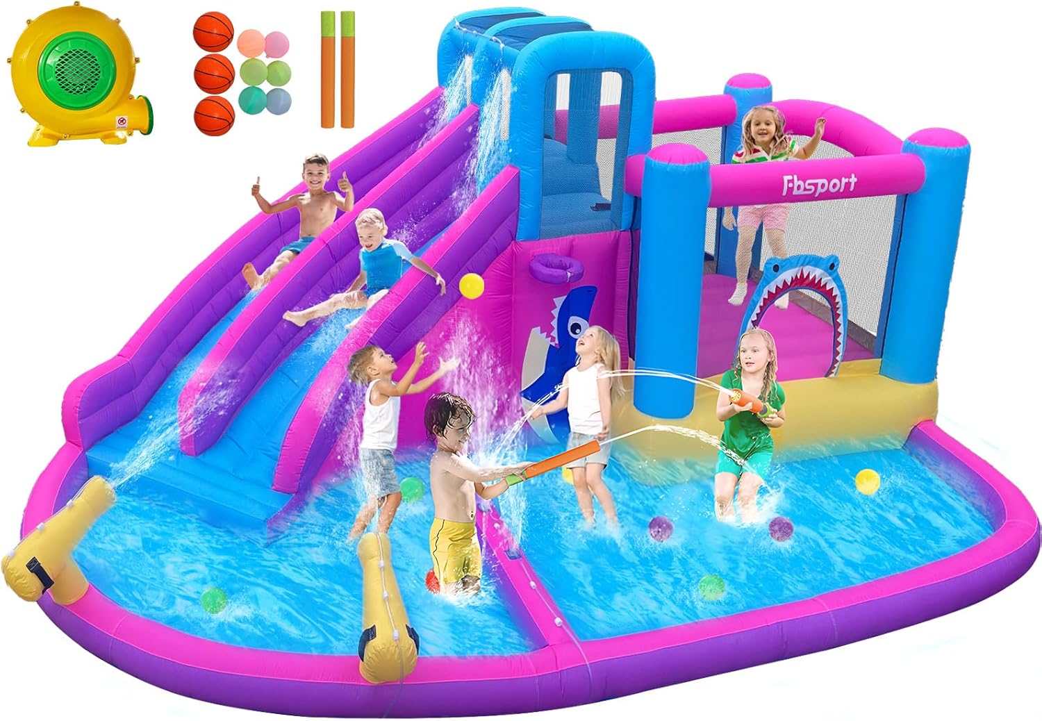 Kids Outdoor Water - Надувной батут с двумя водными горками