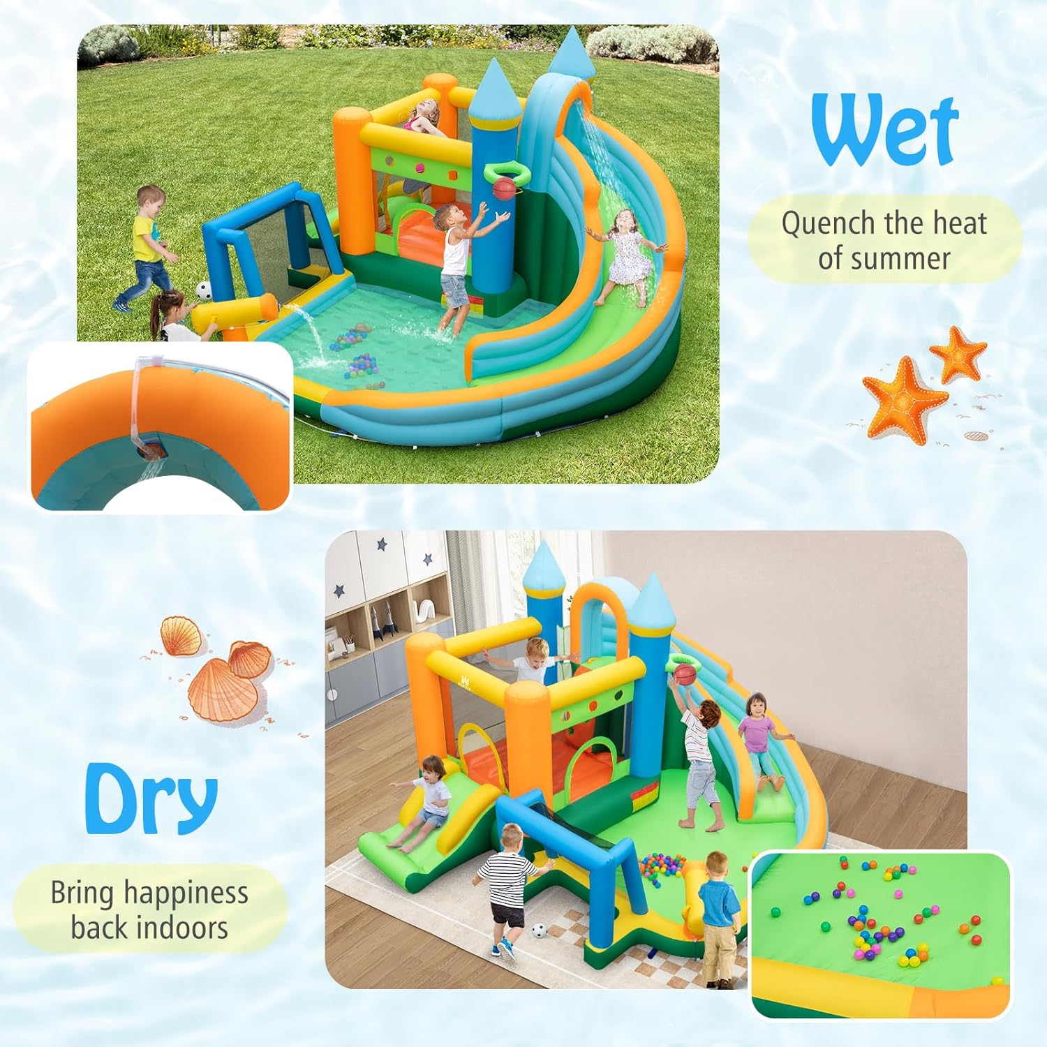 Надувной батут-горка 9-в-1 для – обзор и цена Kids Outdoor Water