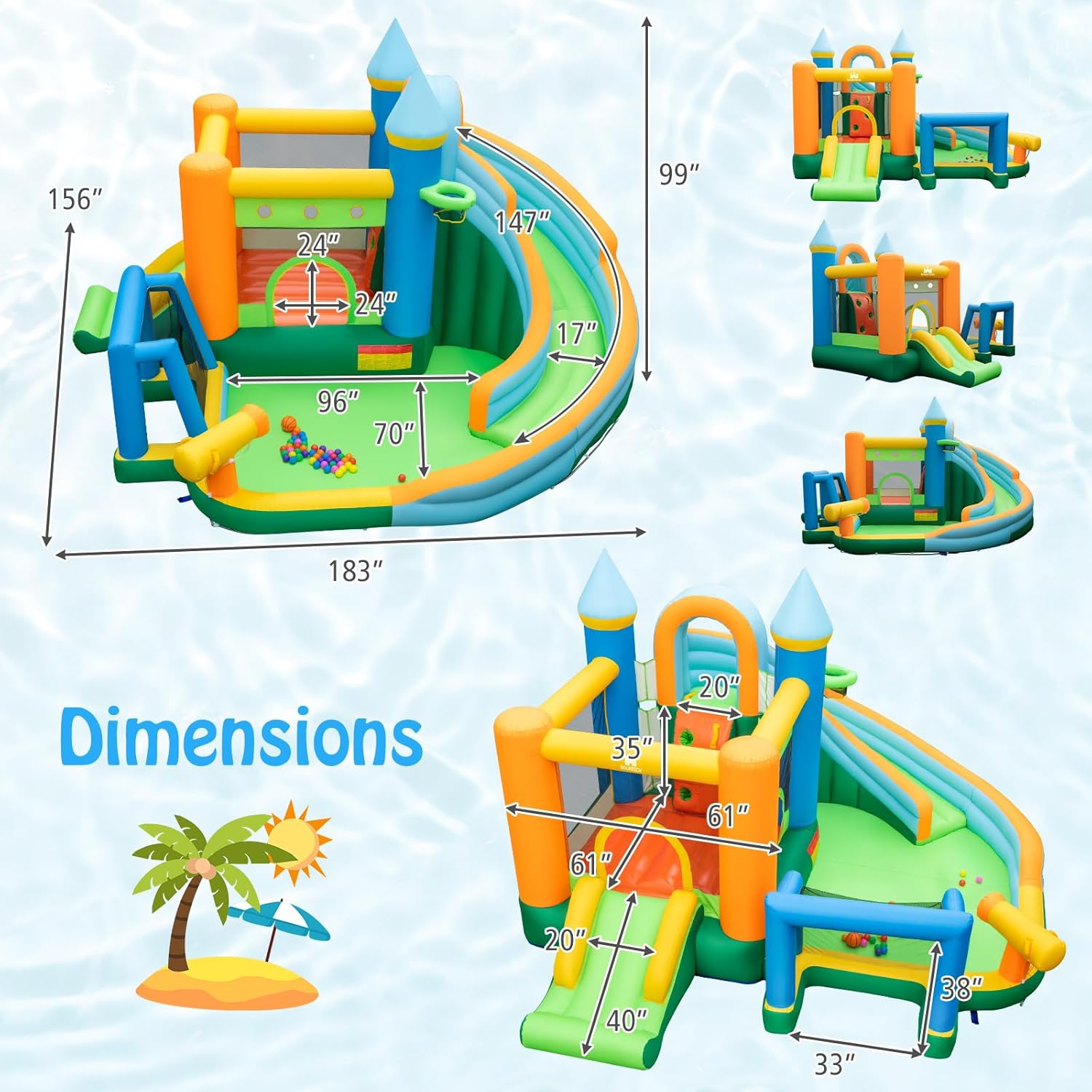 Надувной батут-горка 9-в-1 для – обзор и цена Kids Outdoor Water
