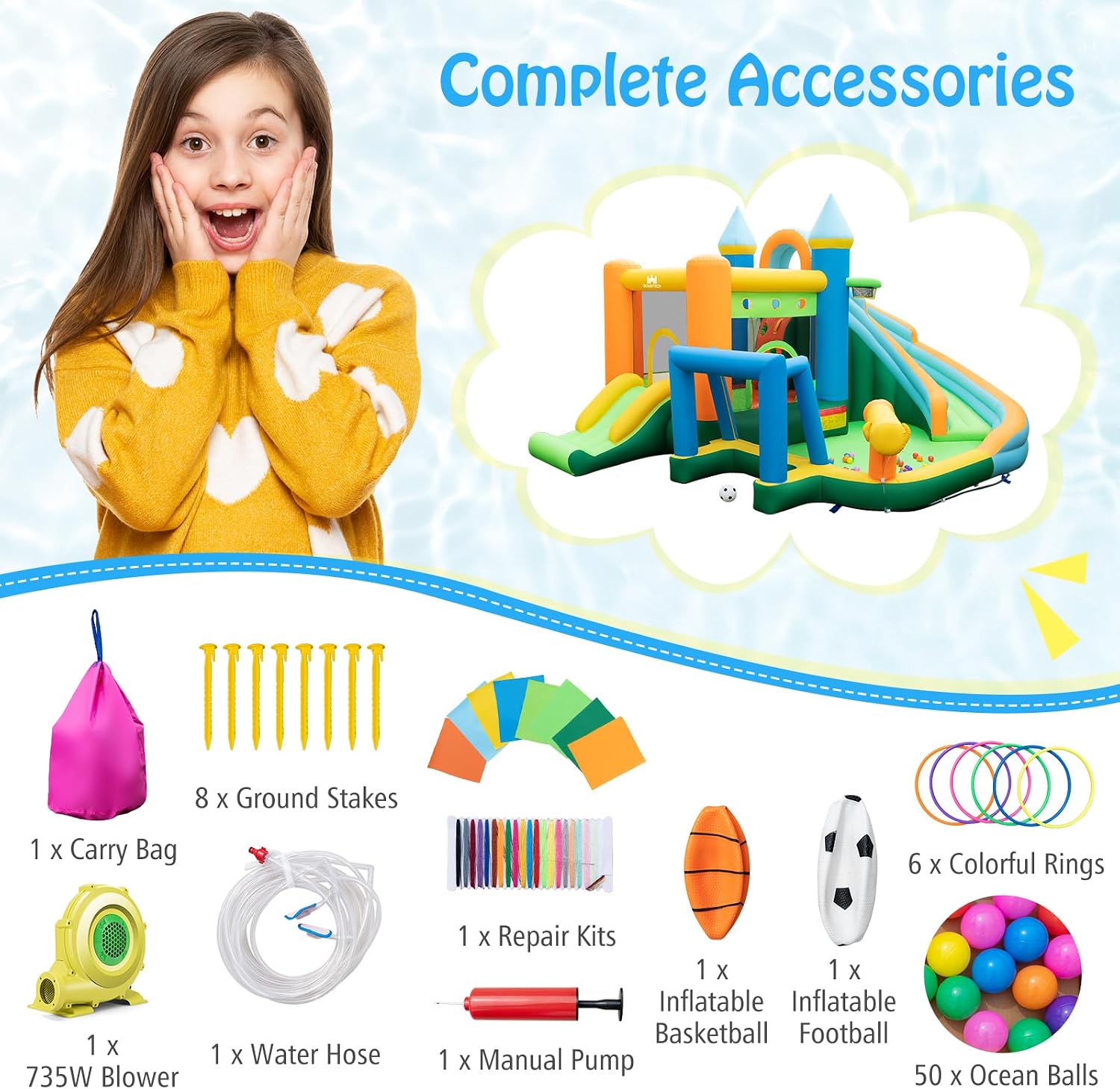 Надувной батут-горка 9-в-1 для – обзор и цена Kids Outdoor Water