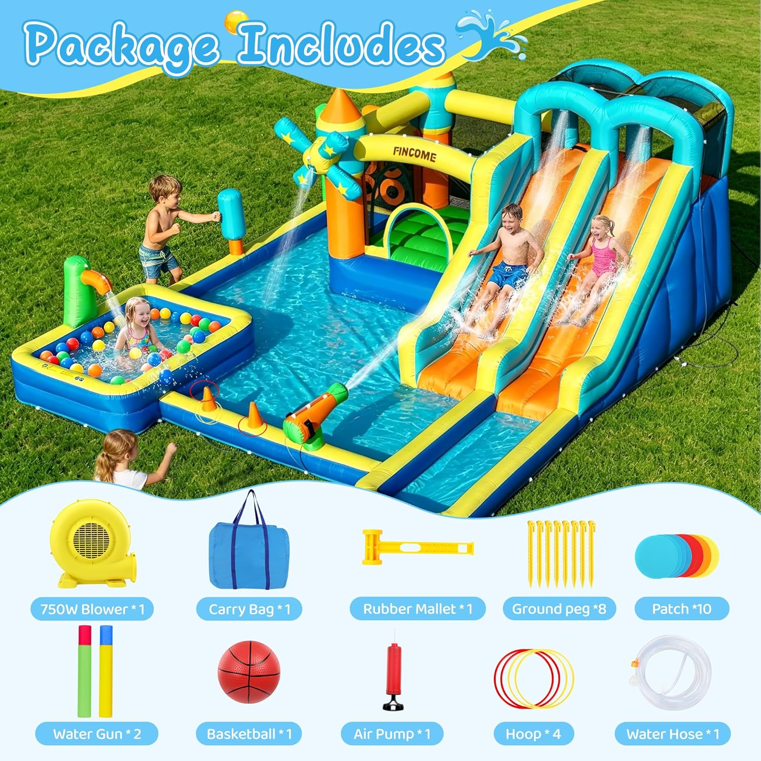 Надувной батут-замок 10-в-1 с  – обзор и цена Kids Outdoor Water