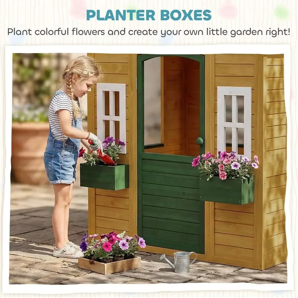 Детский деревянный игровой дом – обзор и цена Qaba Kids Outdoor Playhouse