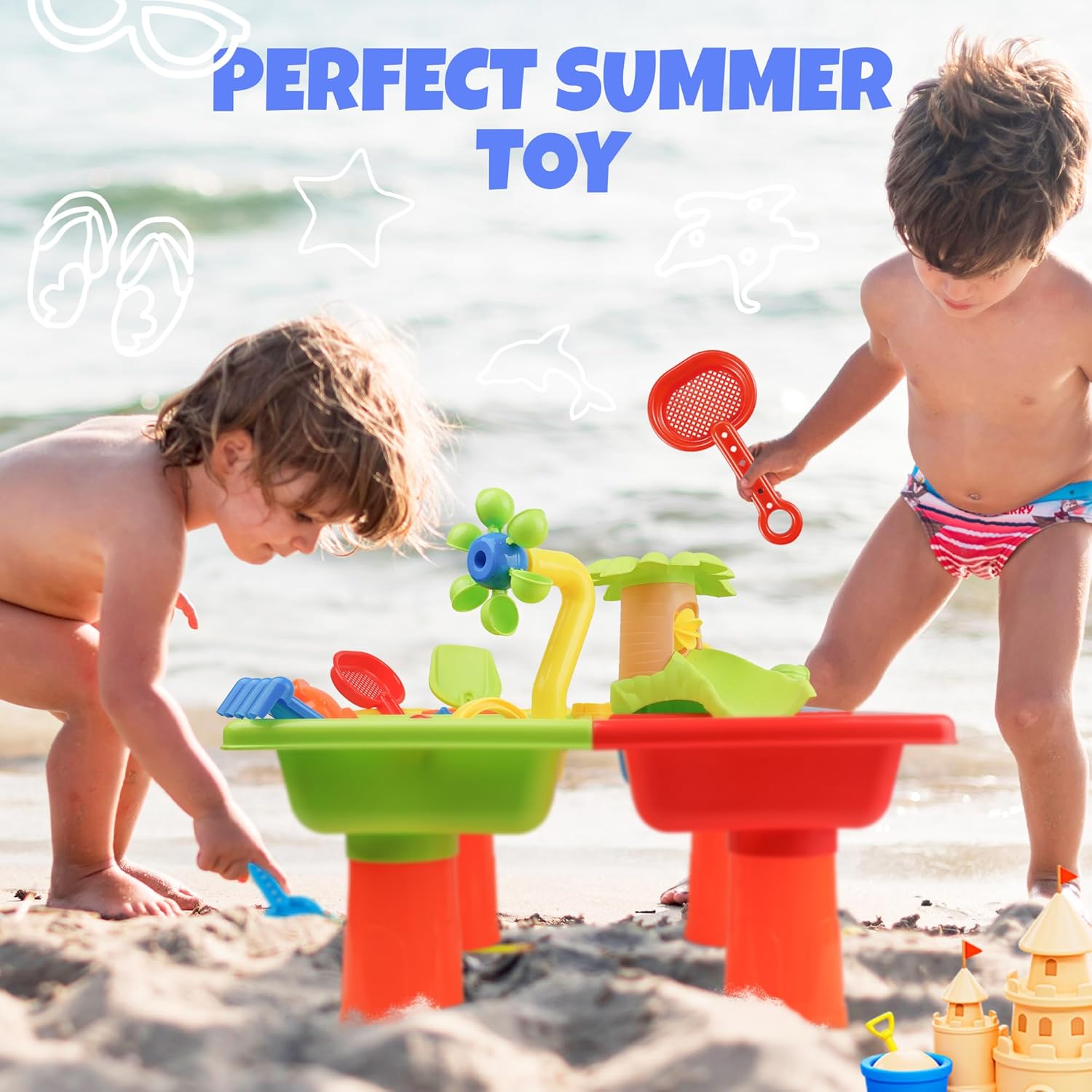4 в 1, детская сенсорная игруш – обзор и цена Kids Outdoor Sensory Table
