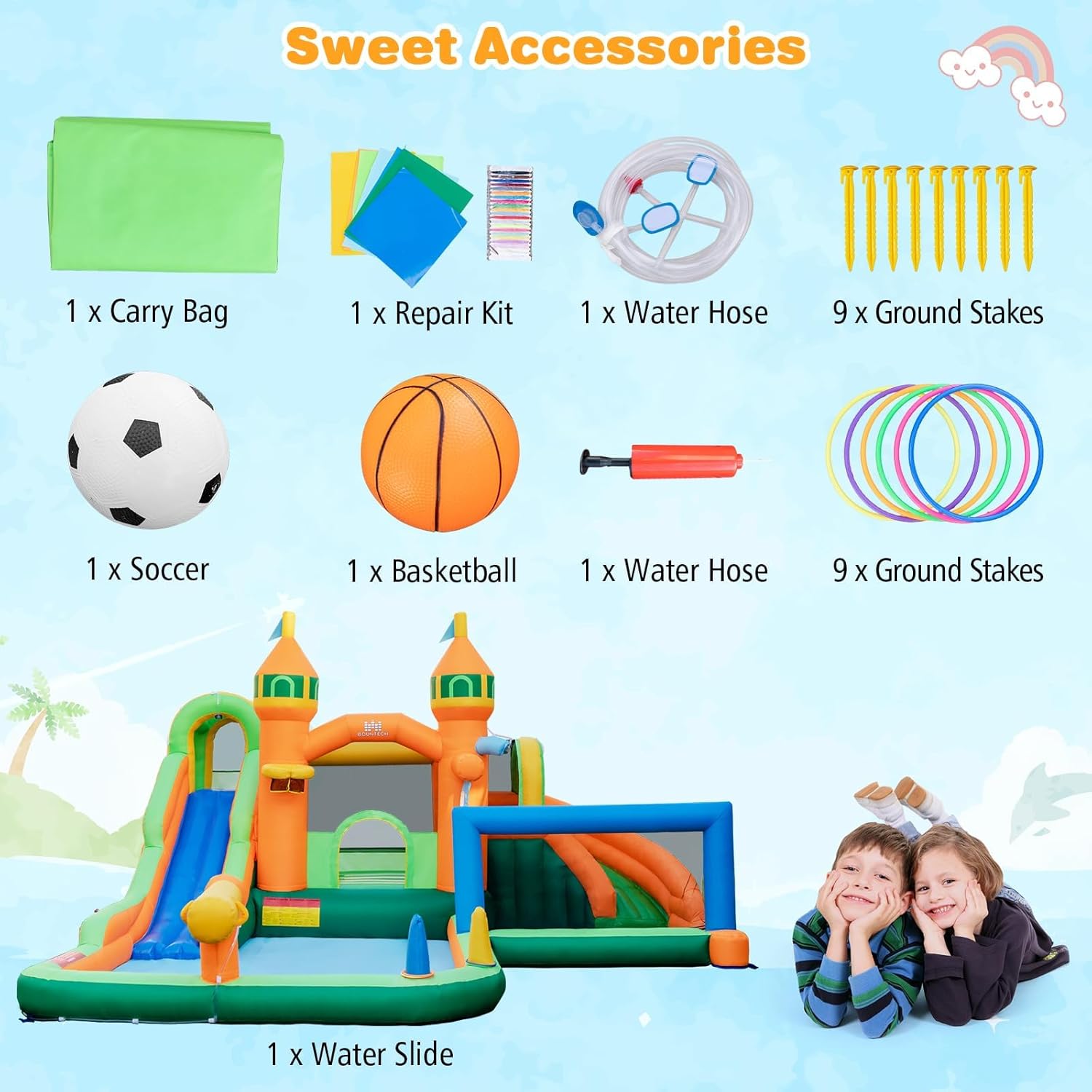 Надувной аквапарк 9-в-1 с двум – обзор и цена Kids Outdoor Water